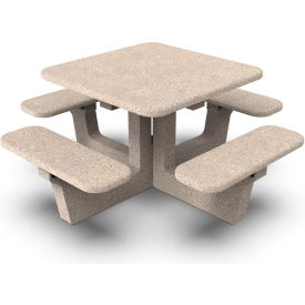 40" Square Table with Attached Seating, Sandblast