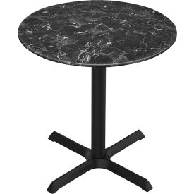 EuroSlim Outdoor Table, X-Base, 36" Dia. x 30"H, Black Marble Top