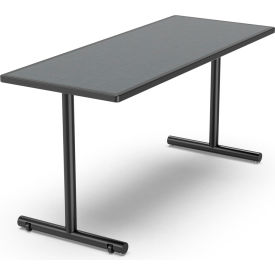 Palmer Hamilton Aero Go T-Leg Table, 60"L x 24"W x 29"H, Battleship Gray Laminate, Black