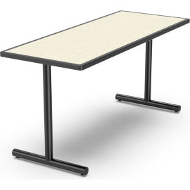 Fixed T-Leg Table, 60"L x 24"W x 29"H, Magnolia Laminate, Black