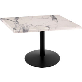 Enduro Outdoor Table, Disc Base, 36"W x 36"D x 30"H, White Marble Top