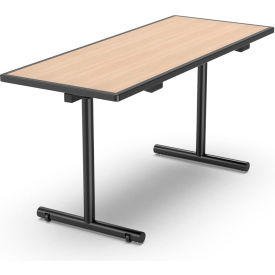 Palmer Hamilton Aero Flip Top T-Leg Table, 60"L x 24"W, Beigewood Laminate, Black