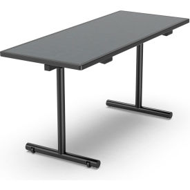 Palmer Hamilton Flip Top T-Leg Table, 60"L x 24"W x 29"H, Battleship Gray Laminate, Black