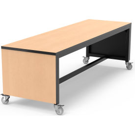 Palmer Hamilton Synergy Table, 4 Casters, 96"L x 30"W x 30"H, Fusion Maple Laminate, Black