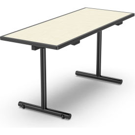 Flip Top T-Leg Table, 60"L x 24"W x 29"H, Magnolia Laminate , Black
