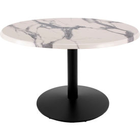 Enduro Outdoor Table, Disc Base, 36" Diameter x 30" Height, White Marble Top
