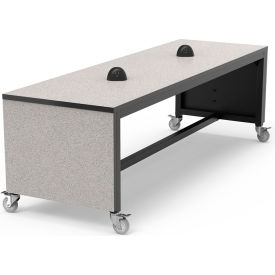 Synergy Table with Power, 4 Casters, 96"L x 30"W x 30"H, Gray Glace Laminate, Black