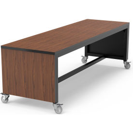 Table, 4 Casters, 96"L x 30"W x 30"H, Montana Walnut Laminate, Black