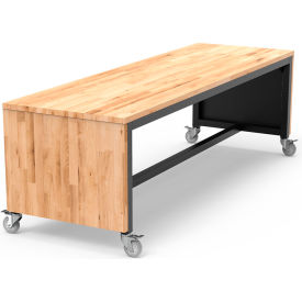Synergy Table, 4 Casters, 96"L x 30"W x 30"H, Butcher Block Laminate, Black