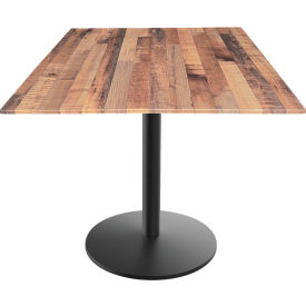 EuroSlim Outdoor Table, Disc Base, 32"W x 32"D x 30"H, Rustic Top