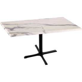 Enduro Outdoor Table, X-Base, 48"W x 30"D x 30"H, White Marble Top