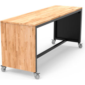 Synergy Table, 4 Casters, 96"L x 30"W x 42"H, Butcher Block Laminate, Black