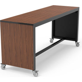 Table, 4 Casters, 96"L x 30"W x 42"H, Montana Walnut Laminate, Black