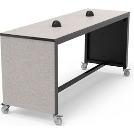 Palmer Hamilton Synergy Table with Power, 4 Casters, 96"L x 30"W x 42"H, Gray Glace Laminate, Black