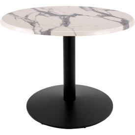 Outdoor Table, Disc Base, 30" Dia. x 30"H, White Marble Top