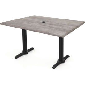 Enduro Outdoor Table, 48"W x 30"D x 30"H, Graystone Umbrella Hole Top