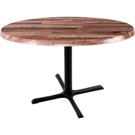 Enduro Outdoor Table, X-Base, 36" Diameter, 30" Height, Rustic Top