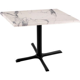 Enduro Outdoor Table, X-Base, 30"W x 30"D x 30"H, White Marble Top