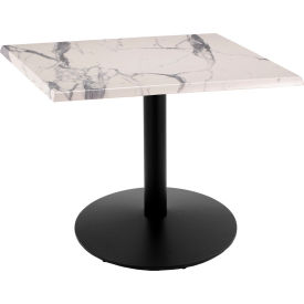 Enduro Outdoor Table, Disc Base, 30"W x 30"D x 30"H, White Marble Top