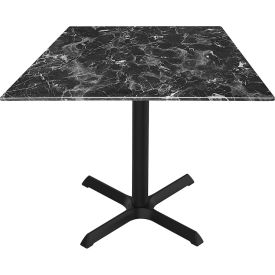Outdoor Table, X-Base, 36"W x 36"D x 30"H, Black Marble Top