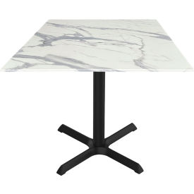 Outdoor Table, X-Base, 36"W x 36"D x 30"H, White Marble Top