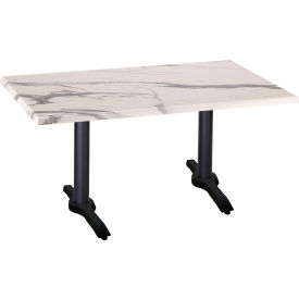 Enduro Outdoor Table, End Base, 48"W x 30"D x 30"H, White Marble Top