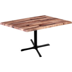 Enduro Outdoor Table, X-Base, 48"W x 30"D x 30"H, Rustic Top