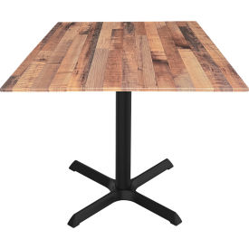 EuroSlim Outdoor Table, X-Base, 32"W x 32"D x 30"H, Rustic Top