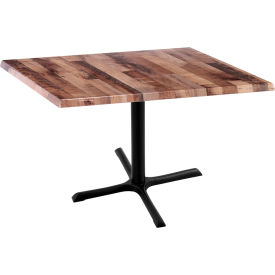 Enduro Outdoor Table, X-Base, 36"W x 36"D x 30"H, Rustic Top