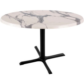 Enduro Outdoor Table, X-Base, 36" Diameter x 30" Height, White Marble Top