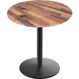 OD214 EuroSlim Outdoor Table, Disc Base, 36" Dia. x 30"H, Rustic Top