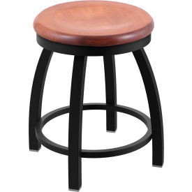 802 Misha 18" Swivel Vanity Stool, Medium Maple Seat, Black Wrinkle Finish