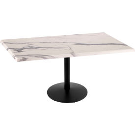 Enduro Outdoor Table, Disc Base, 48"W x 30"D x 30"H, White Marble Top
