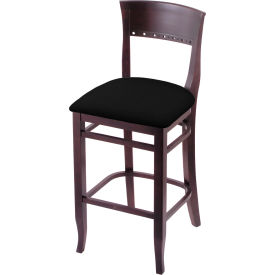 30" Bar Stool, Black Vinyl Seat, Dark Cherry Finish