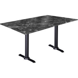 EuroSlim Outdoor Table, End Base, 48"W x 30"D x 30"H, Black Marble Top