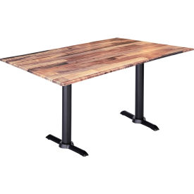 EuroSlim Outdoor Table, End Base, 48"W x 30"D x 30"H, Rustic Top