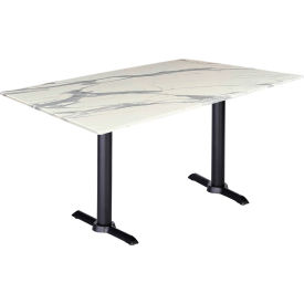 EuroSlim Outdoor Table, End Base, 48"W x 30"D x 30"H, White Marble Top