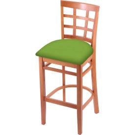 30" Bar Stool, Canter Kiwi Green Seat, Medium Finish
