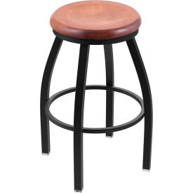 30" Swivel Bar Stool, Medium Maple Seat, Black Wrinkle Finish