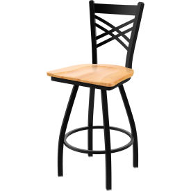 XL 820 Catalina 30" Swivel Bar Stool, Natural Maple Seat, Black Wrinkle Finish