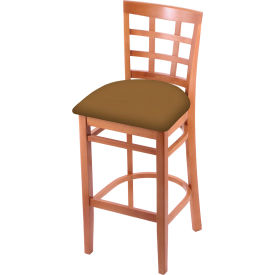 30" Bar Stool, Black Vinyl Seat, Medium Finish