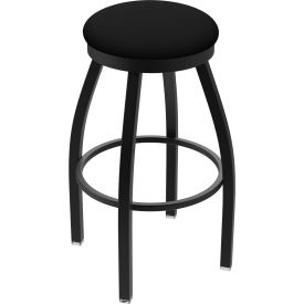 30" Swivel Bar Stool, Black Vinyl Seat, Black Wrinkle Finish