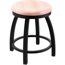 18" Swivel Vanity Stool, Natural Maple Seat, Black Wrinkle Finish