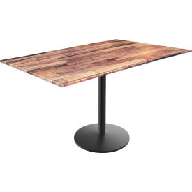 EuroSlim Outdoor Table, Disc Base, 48"W x 32"D x 30"H, Rustic Top