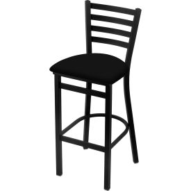 400 Jackie 30" Stationary Bar Stool, Black Vinyl Seat, Black Wrinkle Finish
