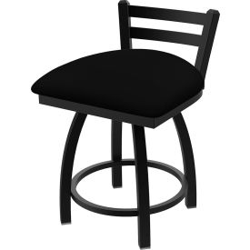 411 Jackie 18" Low Back Swivel Vanity Stool, Black Vinyl Seat, Black Finish