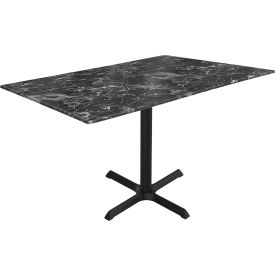 EuroSlim Outdoor Table, X-Base, 48"W x 32"D x 30"H, Black Marble Top