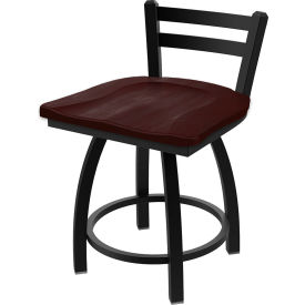 400 Jackie 18" Low Back Stationary Bar Stool, Dark Cherry Maple Seat, Black Finish