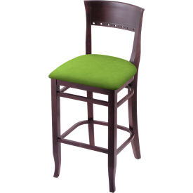 30" Bar Stool, Canter Kiwi Green Seat, Dark Cherry Finish