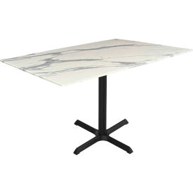 EuroSlim Outdoor Table, X-Base, 48"W x 32"D x 30"H, White Marble Top